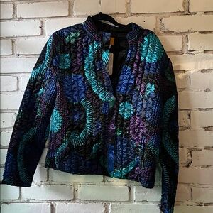 Multicolor Women's Jacket pattern sporty jacket with pockets and front zipper